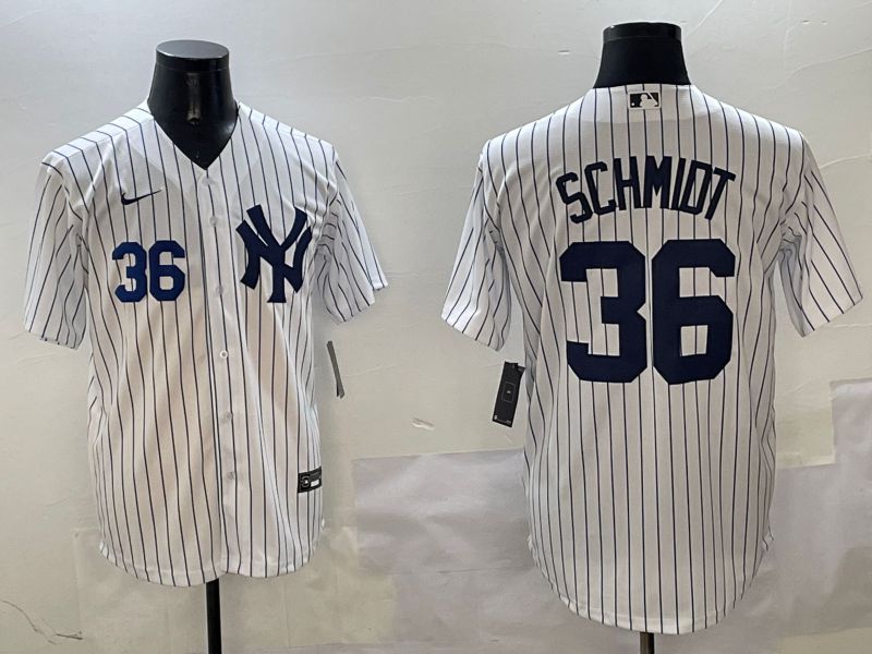 Men New York Yankees #36 Schmidt White Stripe Game 2025 Nike MLB Jersey style 3->new york yankees->MLB Jersey